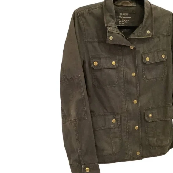 J. Crew Brown With Gold Hardware Size Small Women Relaxed Boyfriend Field Jacket - Picture 6 of 12